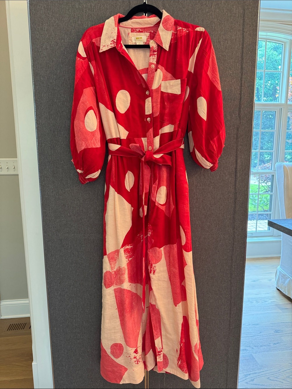 Anthropologie Mauve Mona  Maxi Linen Shirt Dress